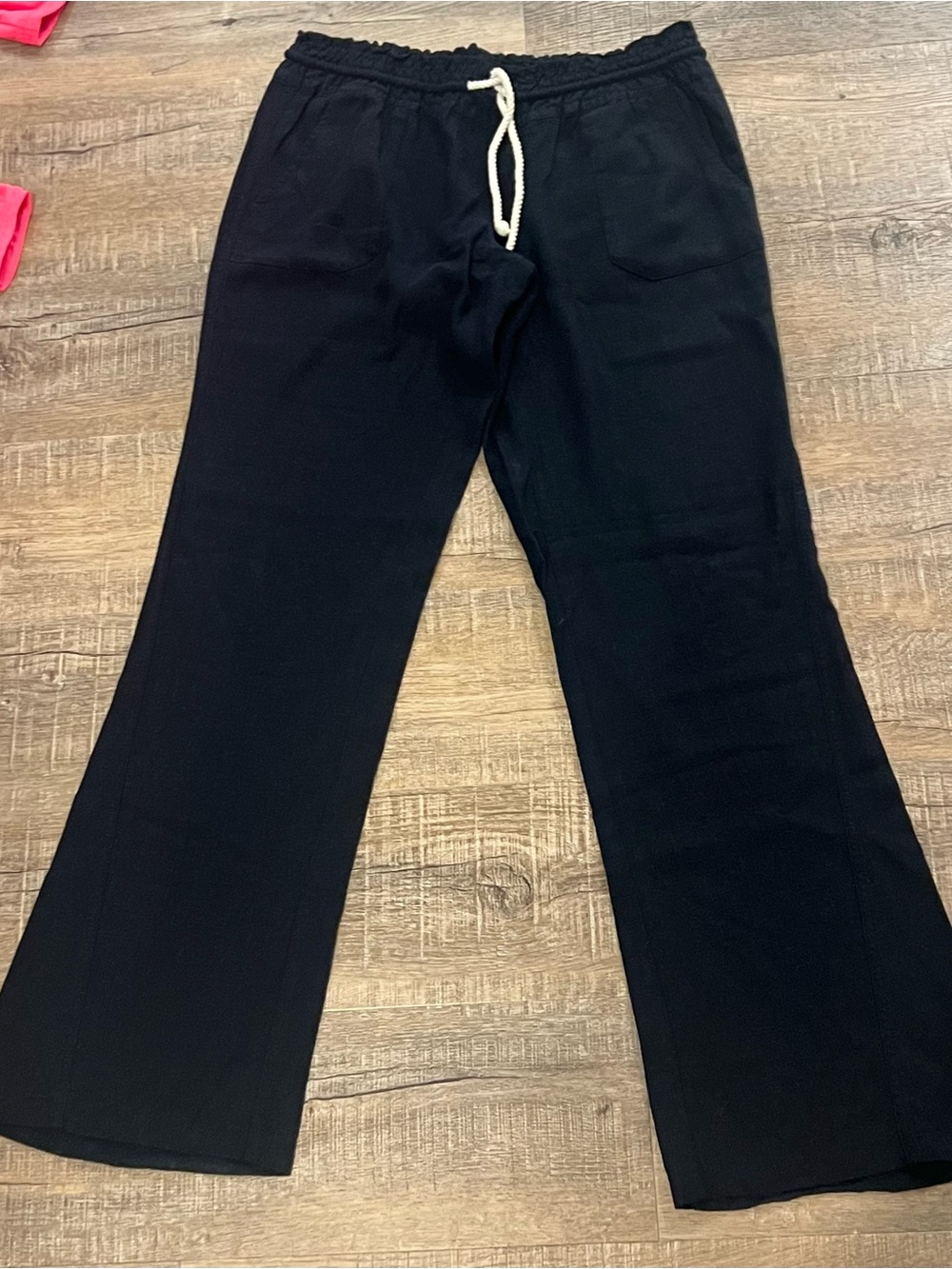 Roxy woman’s xl linen Black Wide Leg Drawstring Pants